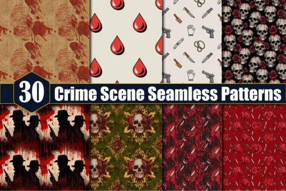 30 Crime Scene Seamless Patterns