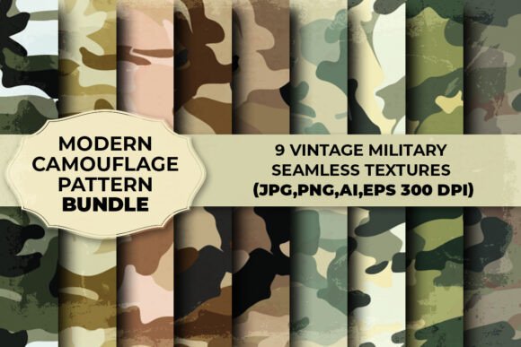 9 Seamless Vintage Camouflage Patterns