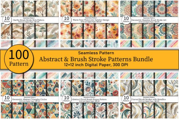Abstract Brush Stroke Patterns Bundle Review