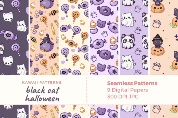 Black Cat Seamless Patterns: A Practical Review of Kawaii Halloween Digital Assets