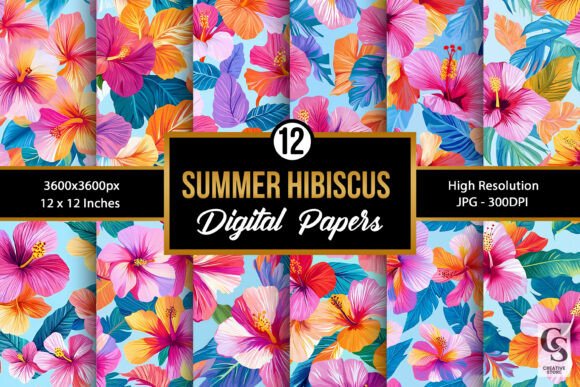 Bright Summer Hibiscus Flowers Patterns