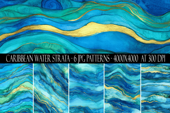 Caribbean Water Strata Seamless Patterns