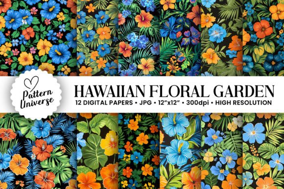 Cute Hawaiian Floral Seamless Patterns