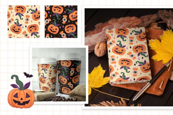Cute Seamless Halloween Pumpkin Patterns