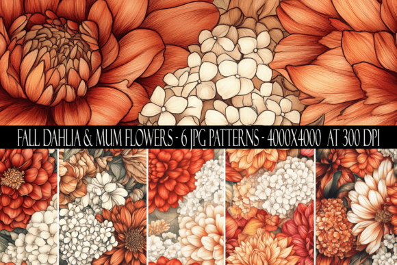 Fall Dahlia and Mum Flower Patterns