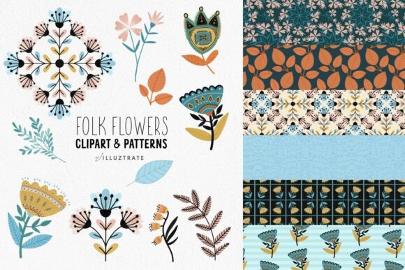 Folk Floral Clipart Patterns: Bringing Hand-Drawn Charm to Modern Designs