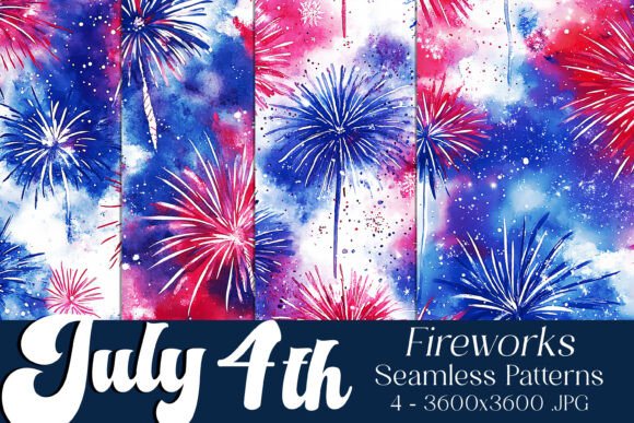July 4th Fireworks Seamless Patterns S1