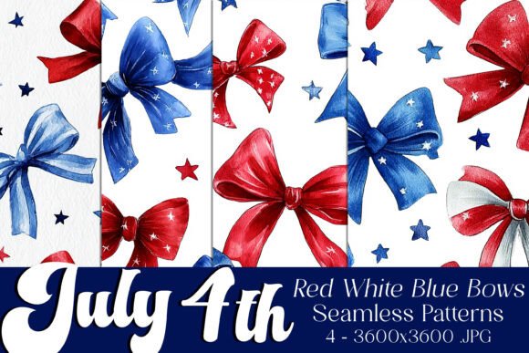 July 4th Seamless Bows Patterns, S2