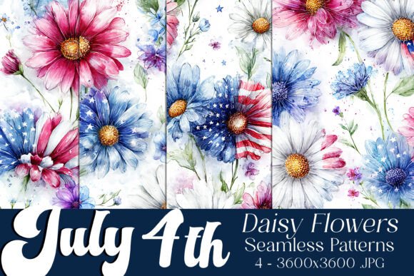 July 4th Seamless Daisy Patterns 1