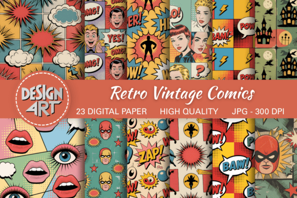 Retro Vintage Comics Digital Patterns