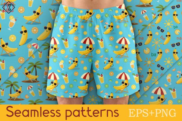 Seamless Patterns with Cheerful Banana