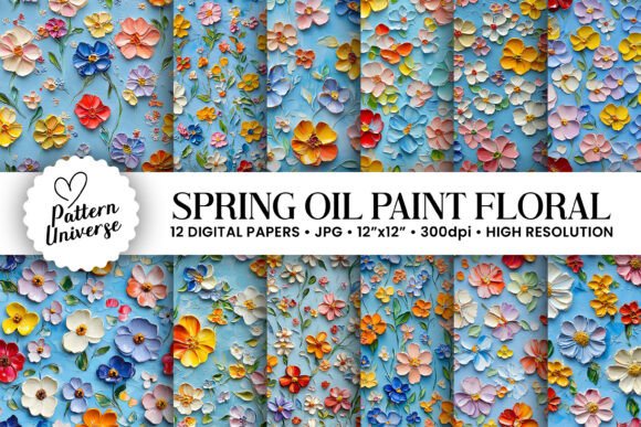 Spring Oil Painted Flowers Patterns: Elevate Your Craft Projects with Digital Elegance