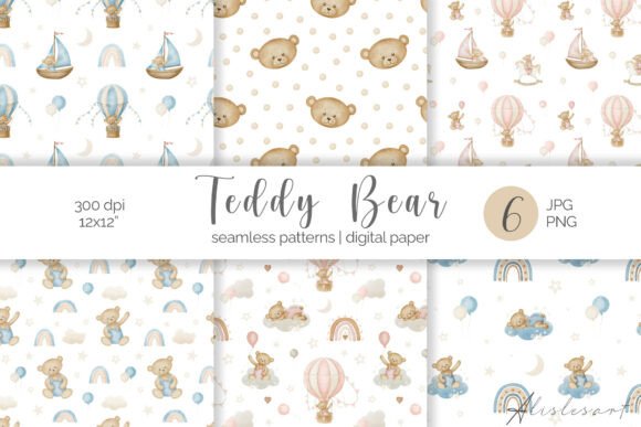 Transforming Nursery Spaces with Teddy Bear Seamless Patterns Set